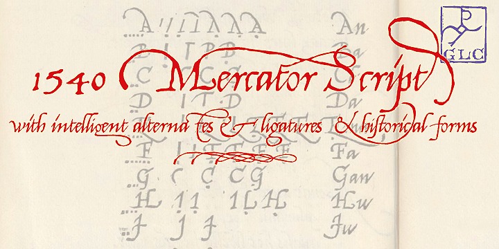 Ejemplo de fuente 1540 Mercator Script Normal